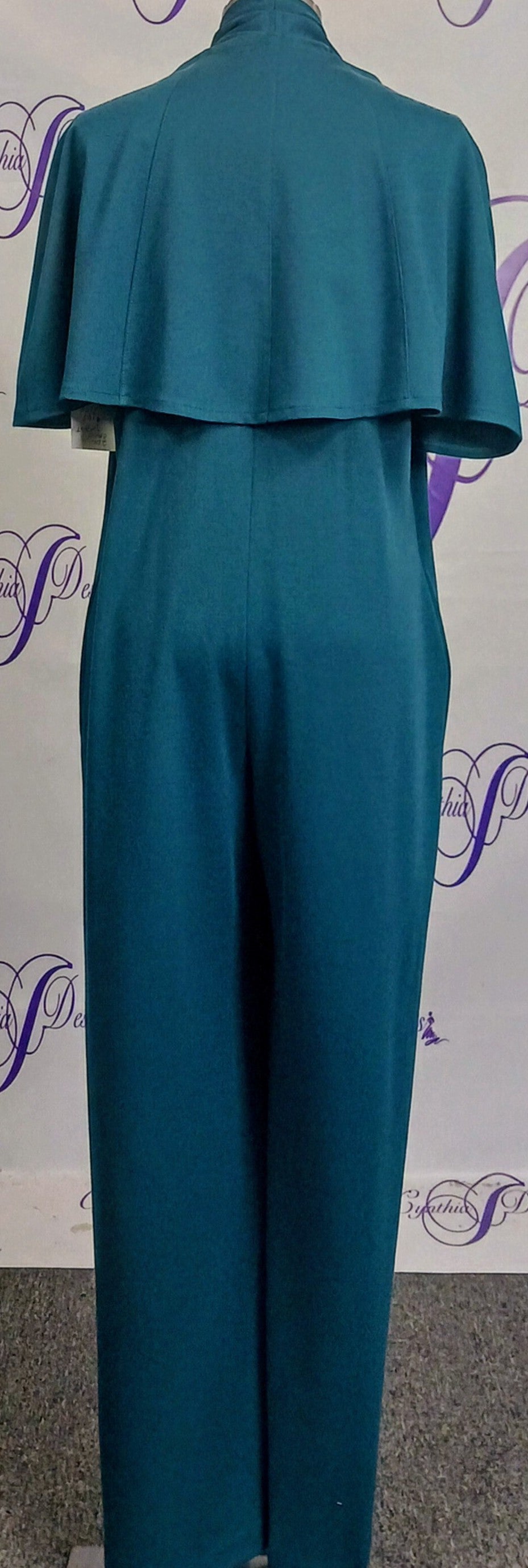 Teal Elegance Cape Jumpsuit