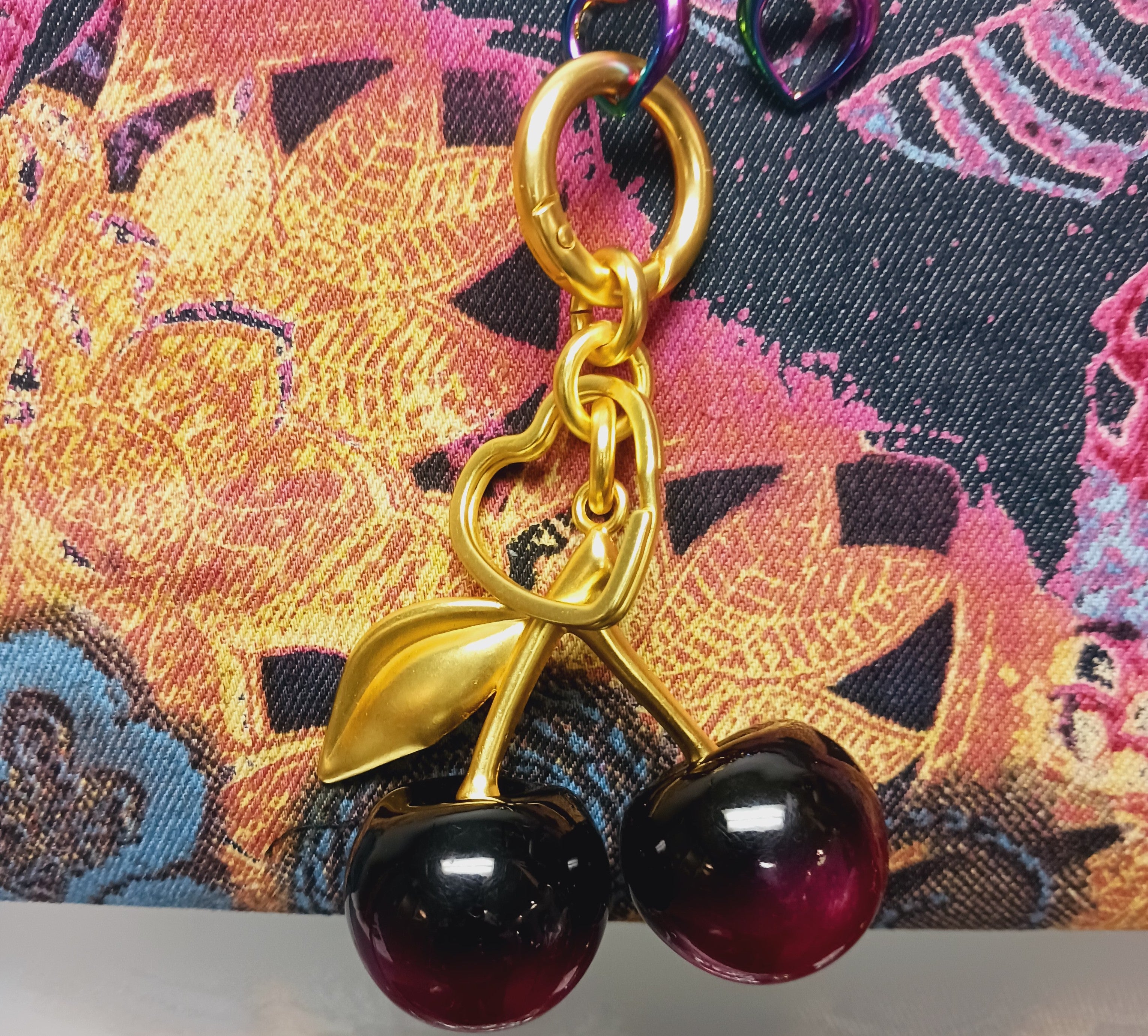 Double Cherry purse charm