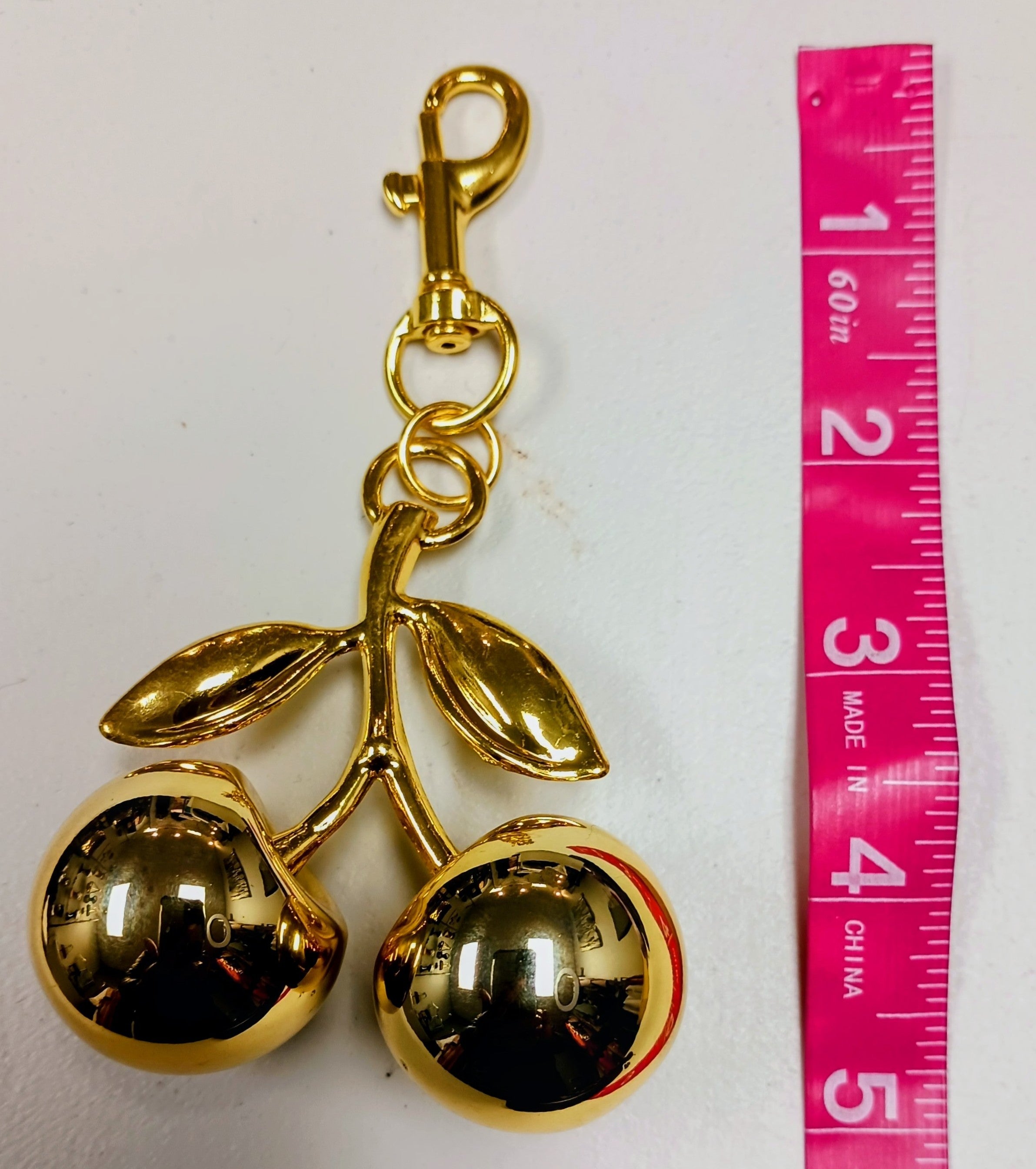 Gold Double Cherry Bag Charm
