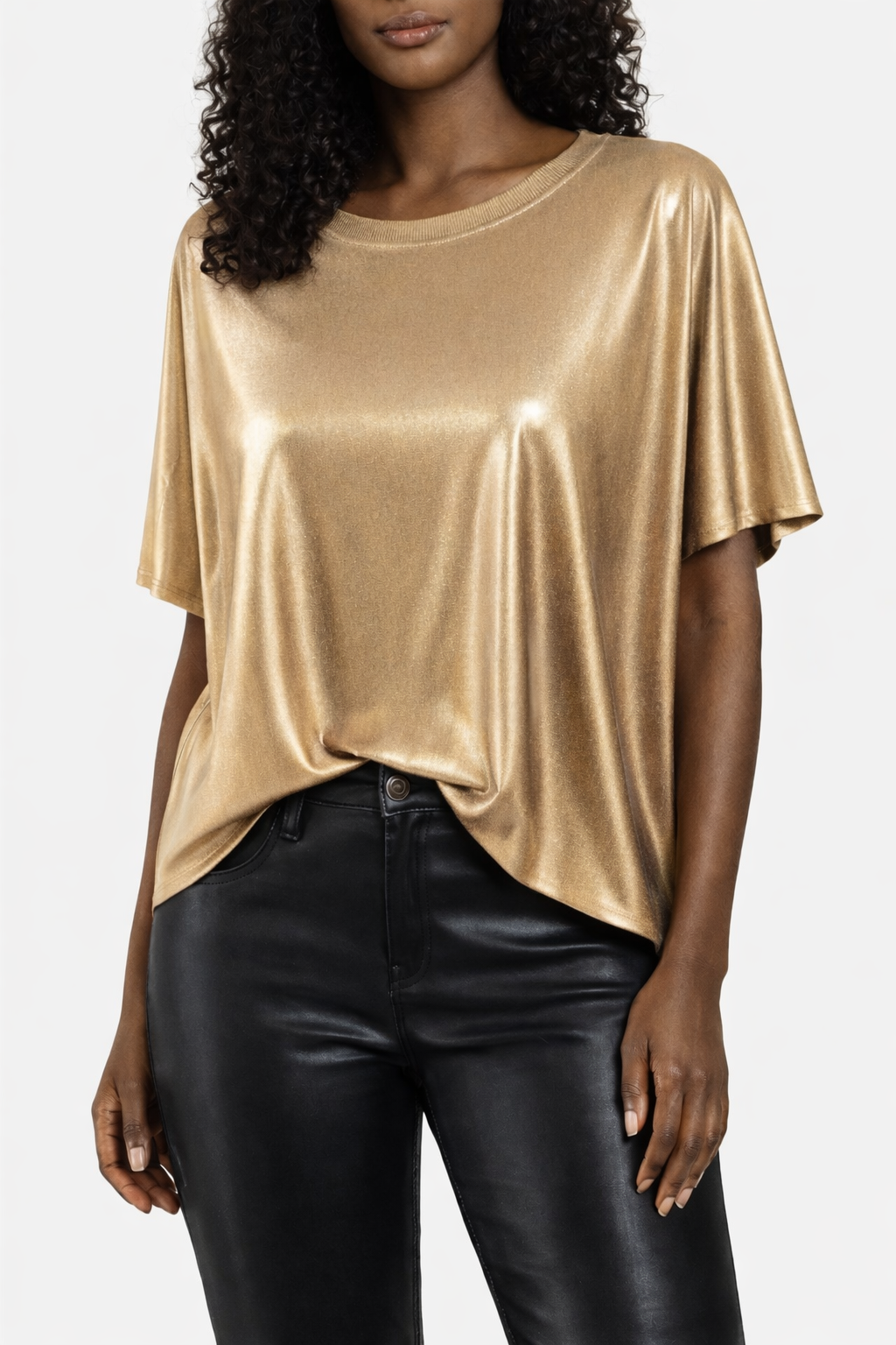 Lisa Metallic Jersey Top – Gold & Silver | Timeless Elevated Basic